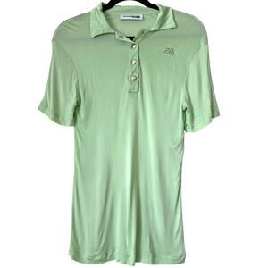 Courrèges Paris Light Green Logo Polo Top Size M Y2K Viscose Stretch